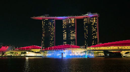 Still from the Spectra light and water show coming to Marina Bay Sands this June. Video via screenimag on Vimeo.