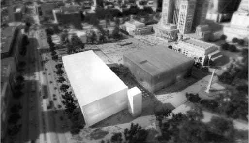 Inside the box: aerial rendering from Thomas Phifer and Partners