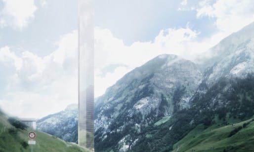 The 381m tall subject of heated debate: Thom Mayne's proposed "minimalist act" hotel tower, soon to become Europe's tallest skyscraper. (Rendering: Morphosis; Image via theguardian.com)