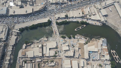 Aerial view of Dakeer Island in Basra, Iraq, the site of the 2023 Dewan Award for Architecture competition. 