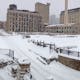 Panorama of the Water Works site covered in snow in March (Image courtesy of Minneapolis Parks Foundation)