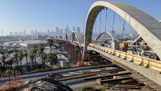 Los Angeles' new Sixth Street Viaduct under construction. Image courtesy COWI