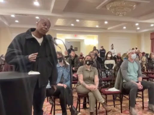 Dave Chappelle expressing opposition to an affordable housing development in Yellow Springs, Ohio to the village council. Still from Youtube, 'VIRTUAL VILLAGE COUNCIL 2022_02-07'