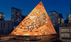 Three triangle-shaped buildings 'transformed' into tortilla chips as part of new Doritos marketing campaign