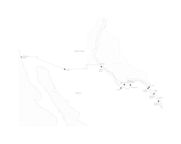 various proposed sites along the southern border