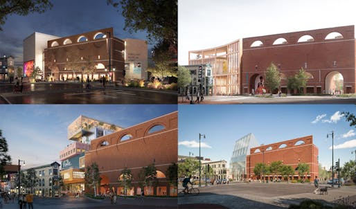 The four finalist designs for the Portland Museum of Art expansion. Image courtesy PMA