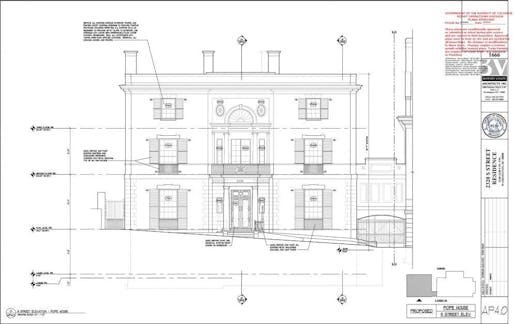 Elevation of Jeff Bezos's new $23M (+ $12M reno) abode in Washington, D.C. Image: DCRA, via washingtonian.com.