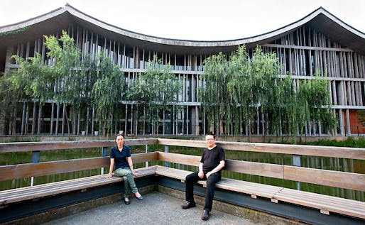 Wang Shu and his wife, Lu Wenyu, also an architect, at the China Academy of Art. (Photo: Sim Chi Yin for The New York Times)