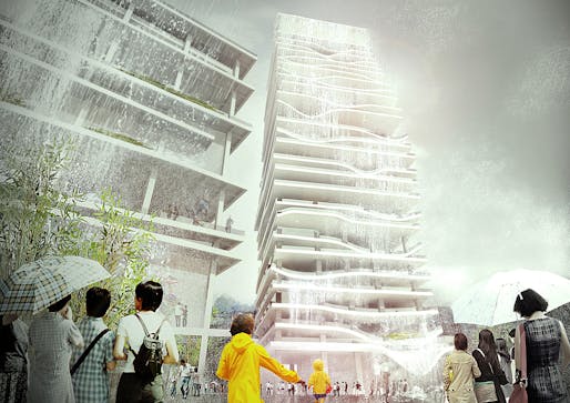 Entry to the Taichung City Cultural Center competition by KAMJZ; waterfall view (Image: KAMJZ)