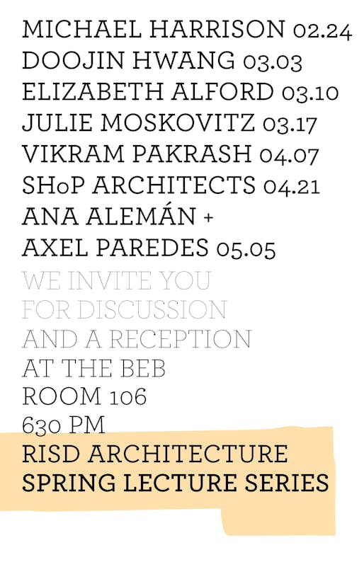 Spring '14 Lectures at the RISD School of Architecture. Image via architecture.risd.edu.