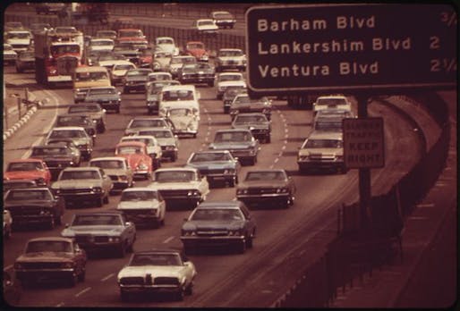The Hollywood Freeway through the Cahuenga Pass in 1972.