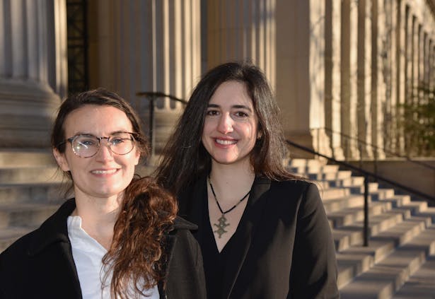 Elizabeth Yarina (left), a doctoral student in the MIT Department of Urban Studies and Planning, and Courtney Lesoon, a doctoral student in the MIT Department of Architecture, have been awarded Fulbright-Hays Scholarships to support their full-time dissertation research abroad. Photo by Maria Iacobo/MIT