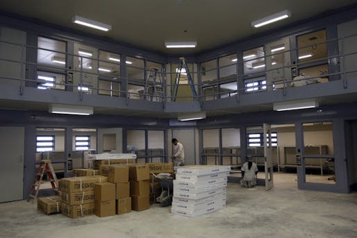 This photograph from Dec. 12, 2007, shows dormitory style cell block that will hold eight inmates per cell under construction at the Utah County Jail in Spanish Fork. Utah County claims the architect on the project made critical errors. Photo by Chris Detrick/The Salt Lake Tribune