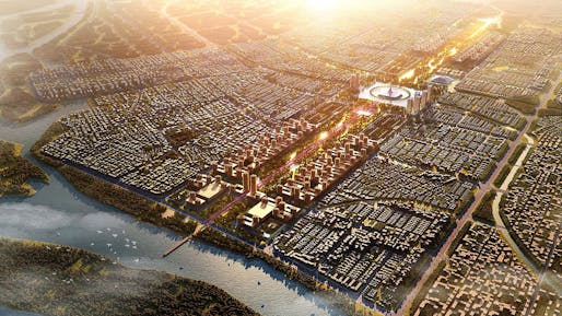 Rendering of Foster + Partners' 2018 proposal for a master plan for Amaravati, India. Image courtesy Foster + Partners.