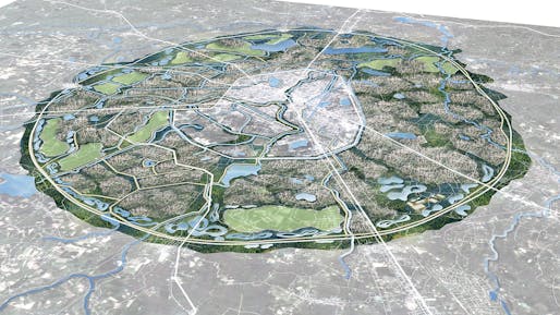 Conceptual rendering of a complete Green Infrastructure System for urban & periurban Udon Thani, Thailand. Image courtesy of estudioOCA.