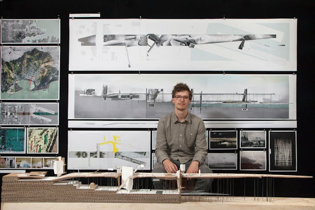 NZIA Student Design Award premier winner: Tom Dobinson (Victoria University) for 'Wharf Dwellers - An Expose of Lyttelton'