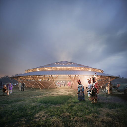 Muscowpetung Powwow Arbour by Oxbow Architecture and Richard Kroeker. Image: Holcim Foundation