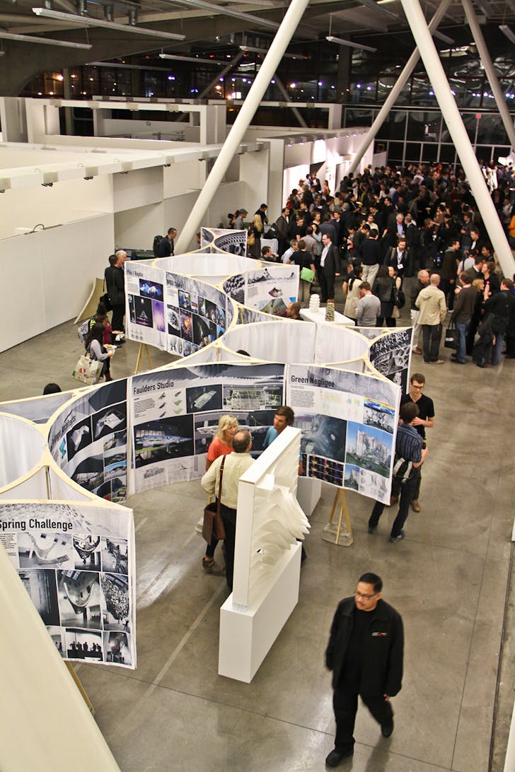 CCA Architecture show in the Nave, the campus' main drag and exhibition space. Image credit: Jim Norrena, courtesy of CCA.