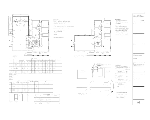 Floor plans with site plan and door window schedules
