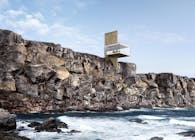 A transparent cabin at the edge of the world