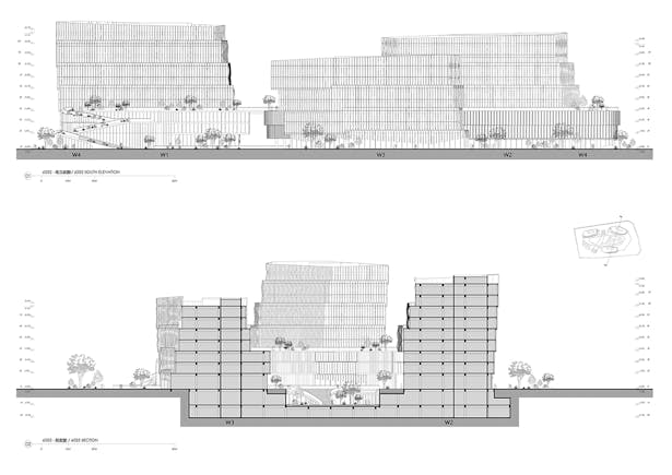 West Elevation+Section_Combine ©CAA architects