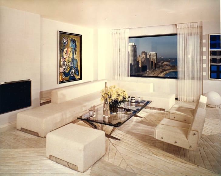 View of the Sigmund E. Edelstone Apartment, 1972, Chicago, Illinois. Photograph by Leland Y. Lee from Arthur Elrod by Adele Cygelman, reprinted by permission of Gibbs Smith.