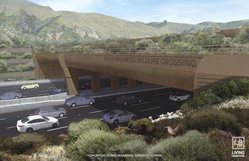 Rendering of the Wallis Annenberg Wildlife Crossing. Image courtesy of Living Habitats and National Wildlife Federation.