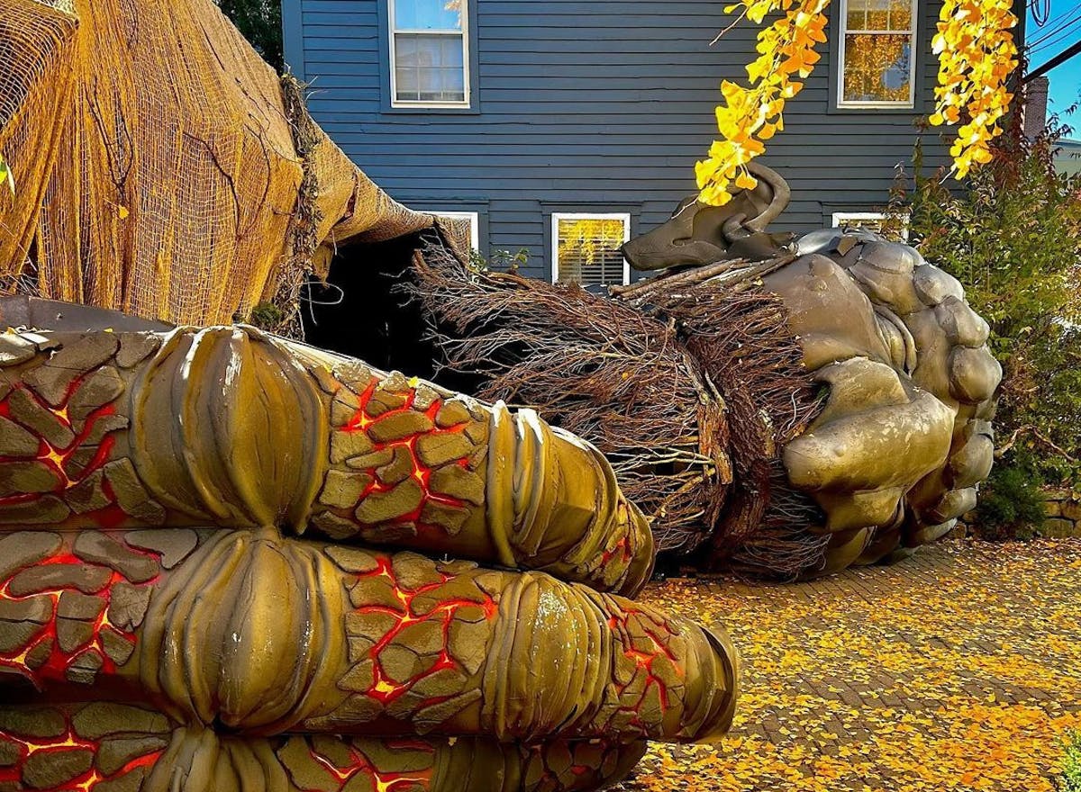 A Massachusetts architect is drawing crowds with impressive Halloween installations in his driveway