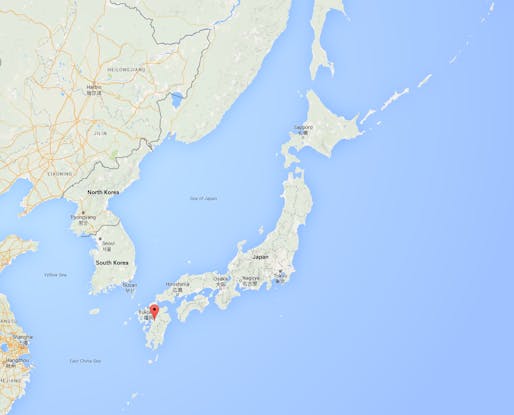 The earthquake occurred near Mashiki in Southern Japan. Image via googlemaps.com