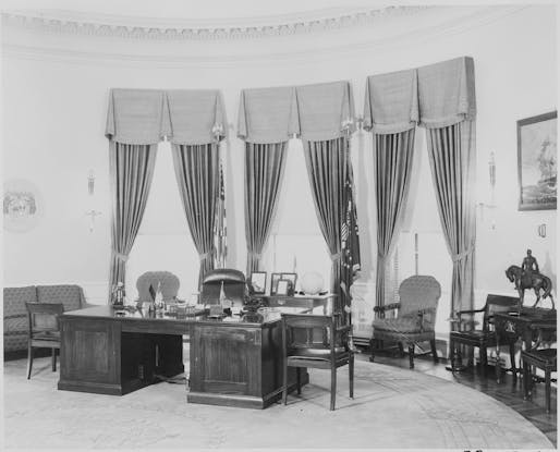 Photo of the Oval Office during the administration of President Harry Truman. Abbie Rowe, 1905-1967, Photographer (NARA record: 8451352) - U.S. National Archives and Records Administration.
