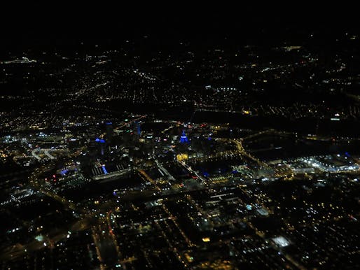 Aerial photo of Pittsburgh at night in 2018. Image courtesy Wikimedia Commons user Antony-22. 
