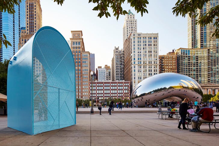 Kiosk by University of Illinois at Chicago, Paul Preissner (of Paul Preissner Architects) and Paul Andersen (of Indie Architecture). Photo by Tom Harris. Image courtesy of the Chicago Architecture Biennial.