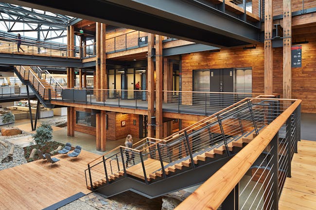 Commercial Wood Design: Federal Center South – Building 1202 in Seattle, WA. Architect – ZGF Architects LLP. Photo © Benjamin Benschneider
