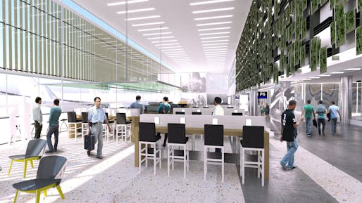 Rendering of a redeveloped Concourse F and an expanded, consolidated Central Terminal security checkpoint. Image: Miami International Airport.