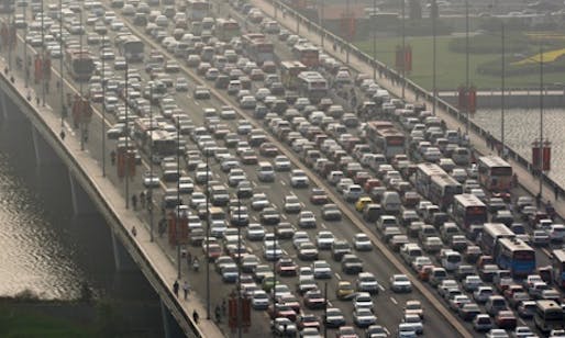 ‘Ten years ago American planners told Beijing: “Don’t eliminate cycle lanes for cars! We made that mistake!” But they didn’t listen’ ... traffic in Taiyuan. (The Guardian; Photograph: Corbis)