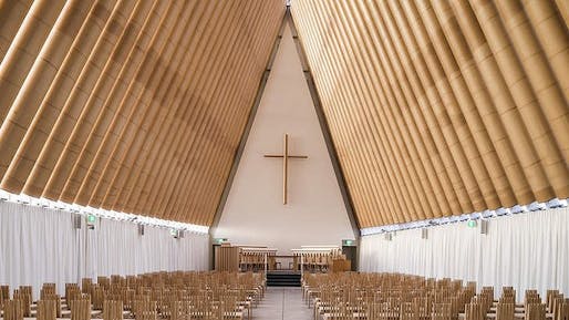Shigeru Ban's Cardboard Cathedral in Christchurch, New Zealand. (Sydney Morning Herald; Photo: Stephen Goodenough)
