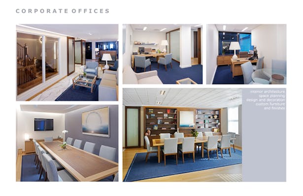 Entrance and reception, conference rooms and offices