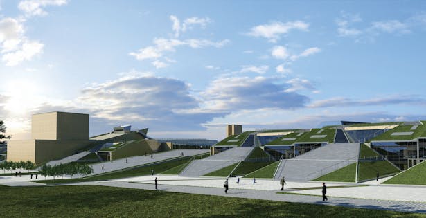 steps leading to the roof garden, 3D rendering