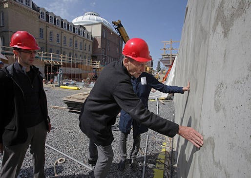 Kolhaas visits the Milstein Hall construction site on April 13, 2010