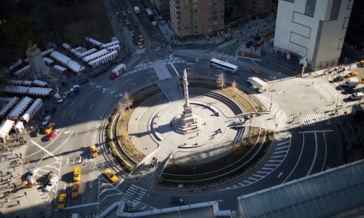  The Columbus Circle traffic circle near Central Park in New York City. Photograph: Robert Nickelsberg/Getty Images. Image via theguardian.com.