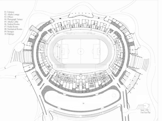Stadium ground floor plan. Courtesy of MAD Architects.