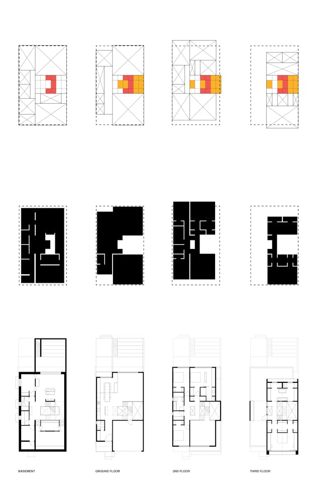 Atelier RZLBD / Stacked House / diagrams, spatial organization, anti-drawing, floor layout