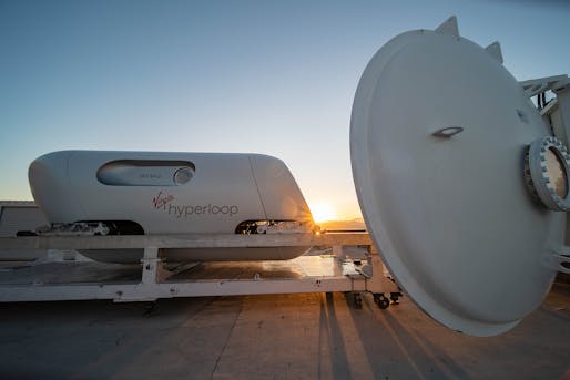 The newly unveiled XP-2 hyperloop pod was designed by Bjarke Ingels Group and Kilo Design. Image: Virgin Hyperloop.