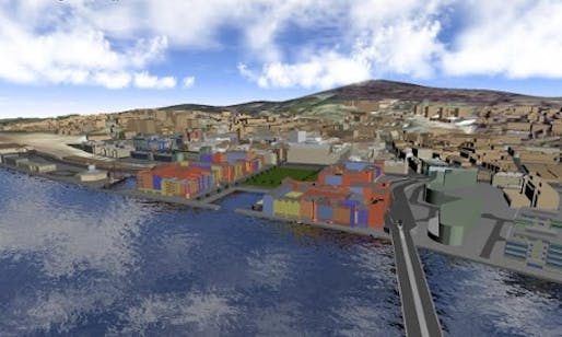 The waterfront in Dundee, simulated by the Sustainable City Visualisation Tool. Created using a game engine, this program helped residents appreciate the city’s regeneration project. Photograph: Abertay University