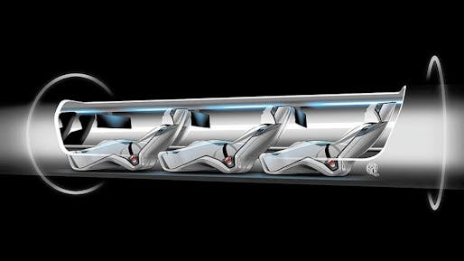 The Hyperloop proposed by billionaire Elon Musk would work somewhat like a pneumatic delivery system, shooting passengers in capsules through a tube. (AP) Image via latimes.com.