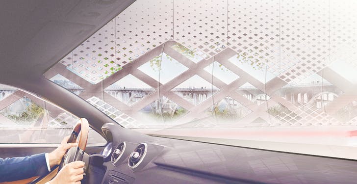 Green cruising: the view of the proposed overlay through a vehicle. Image: Michael Maltzan Architecture