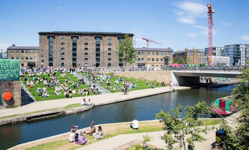  The Granary Square ‘Pops’ in London’s King’s Cross is one of the largest open-air spaces in Europe. Photograph: John Sturrock for the Guardian