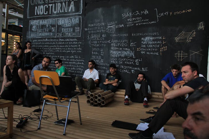 A session of the 'Night School' 'institution' that was part of TOMA's 'La Ocupación' project. Credit: TOMA