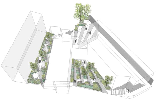 Davis Landscape Architecture Ravenscout House London Student Accommodation Landscape Sketch Rendered Visualisation Site Wide