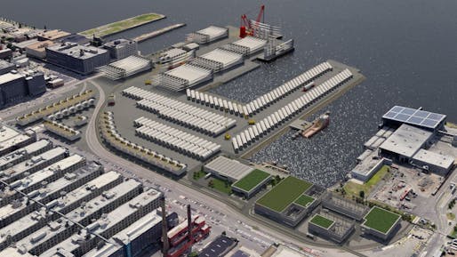 Rendering of concept for the South Brooklyn Marine Terminal offshore wind port facility. Image: Equinor